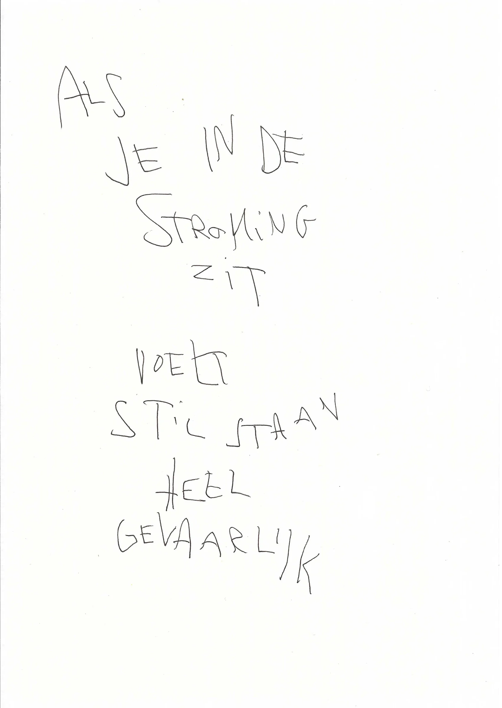 als je in de stroming zit voelt stilstaan heel gevaarlijk